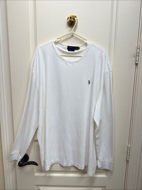 Polo by Ralph Lauren White Long-Sleeve Crew Tee with Embroidered Pony